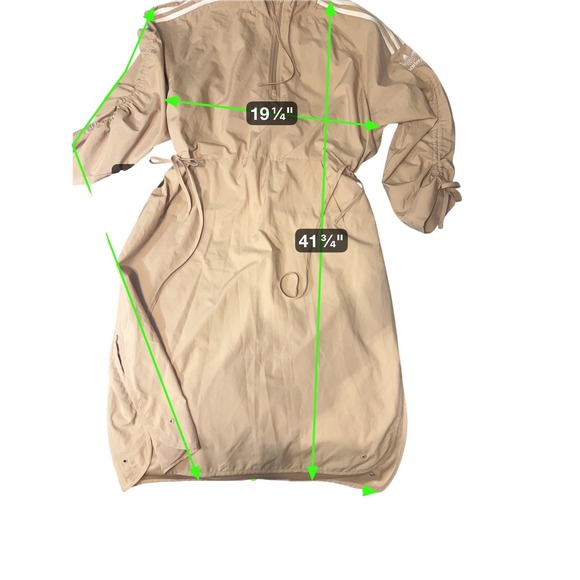 Adidas Parley Windbreaker Dress Beige Drawstring Hooded Athleisure Womens M - Picture 3 of 14